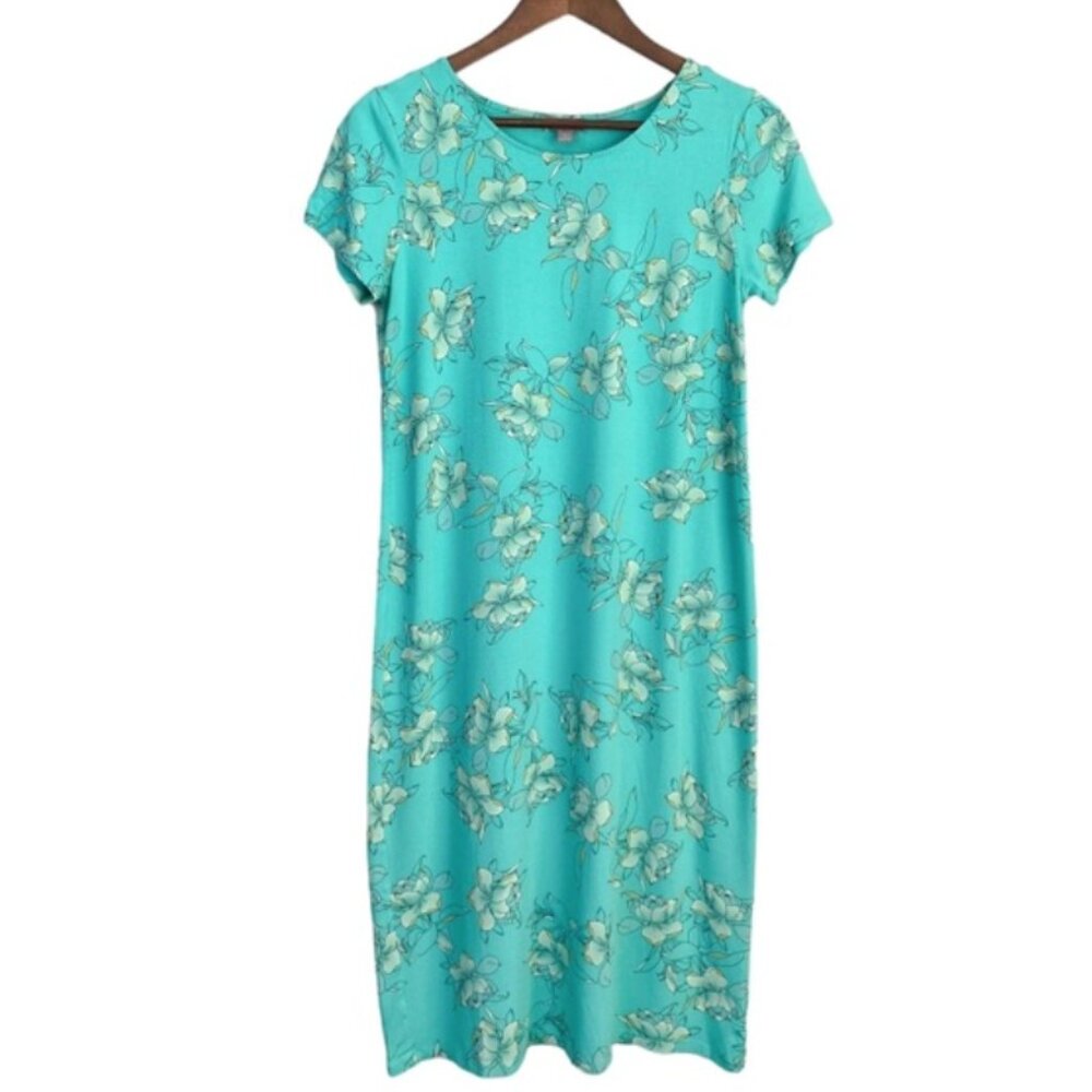 J. Jill Wearever Aqua Floral Dress